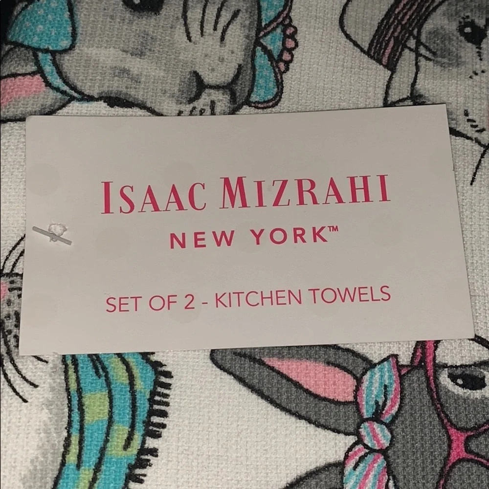NWT Isaac Mizrahi Rabbit Kitchen Towels Set of 2